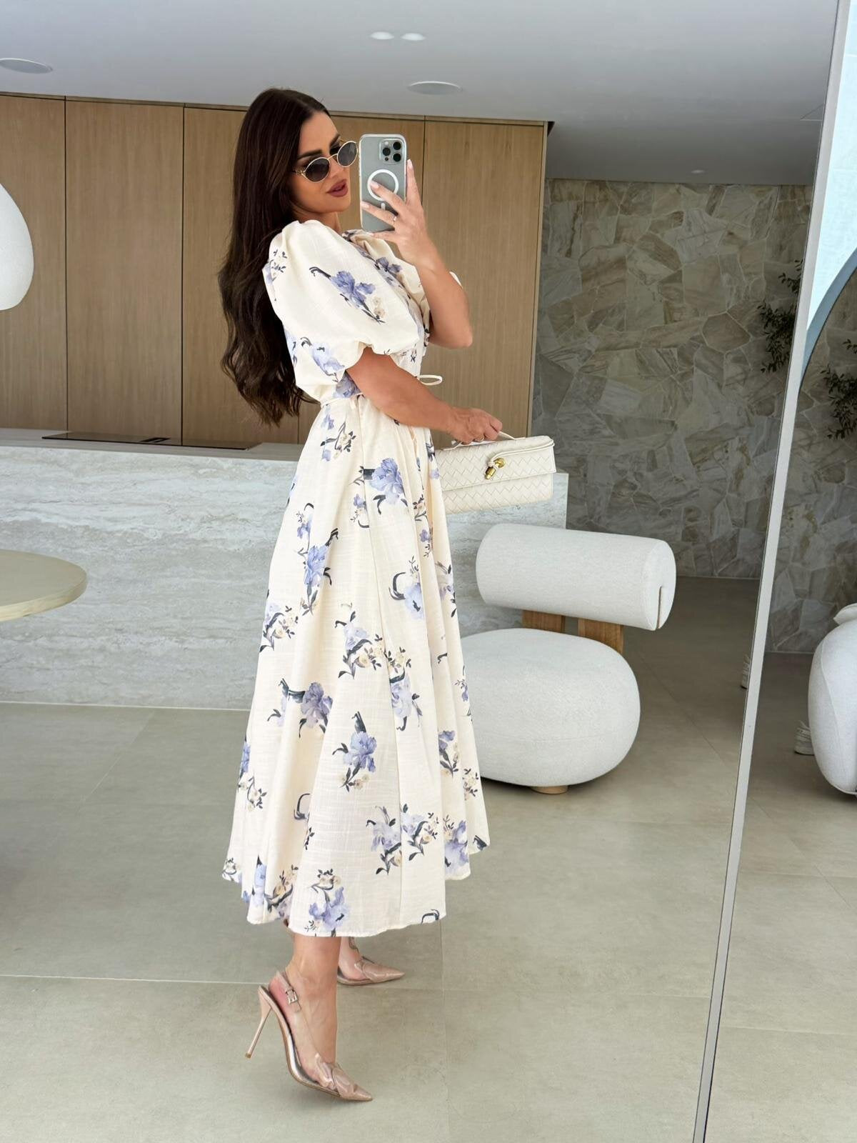 The Oakley Puff Sleeve Midi Dress