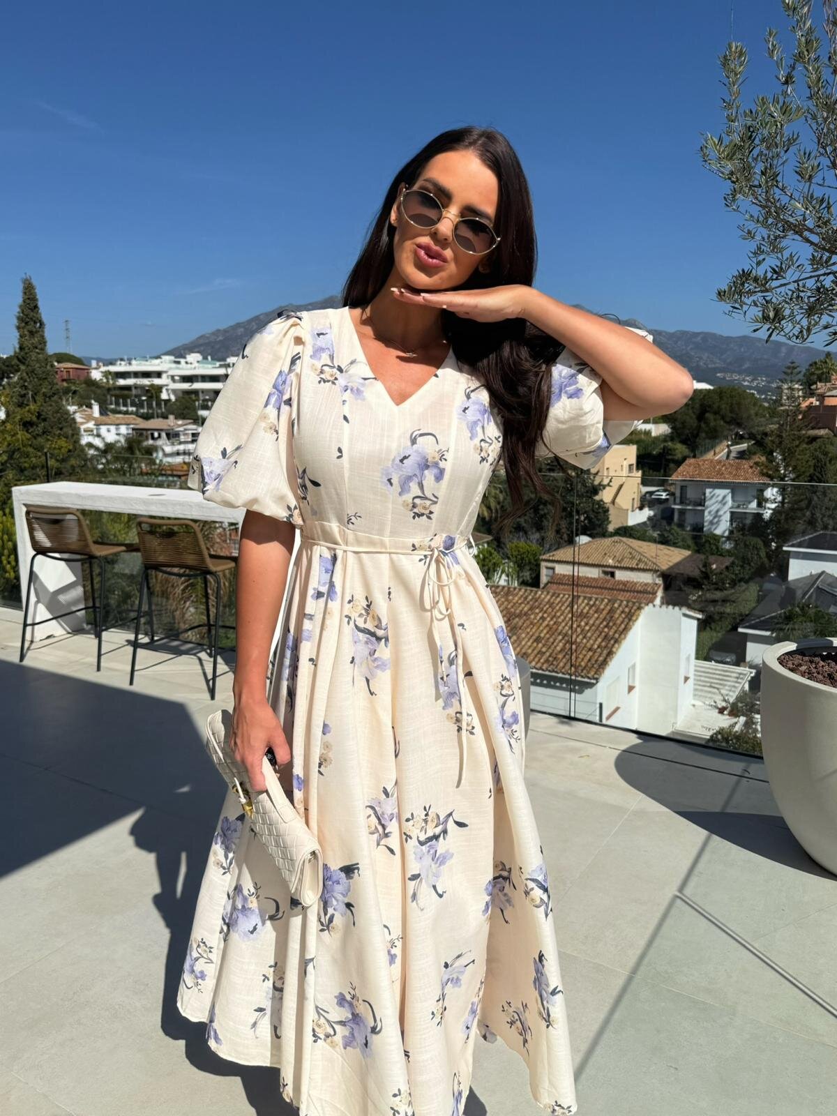 The Oakley Puff Sleeve Midi Dress