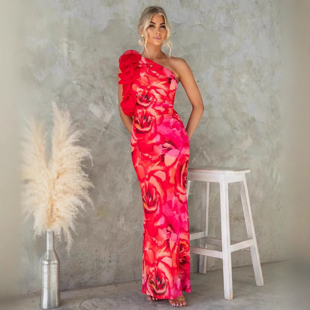The Valentina One-Shoulder Floral Gown