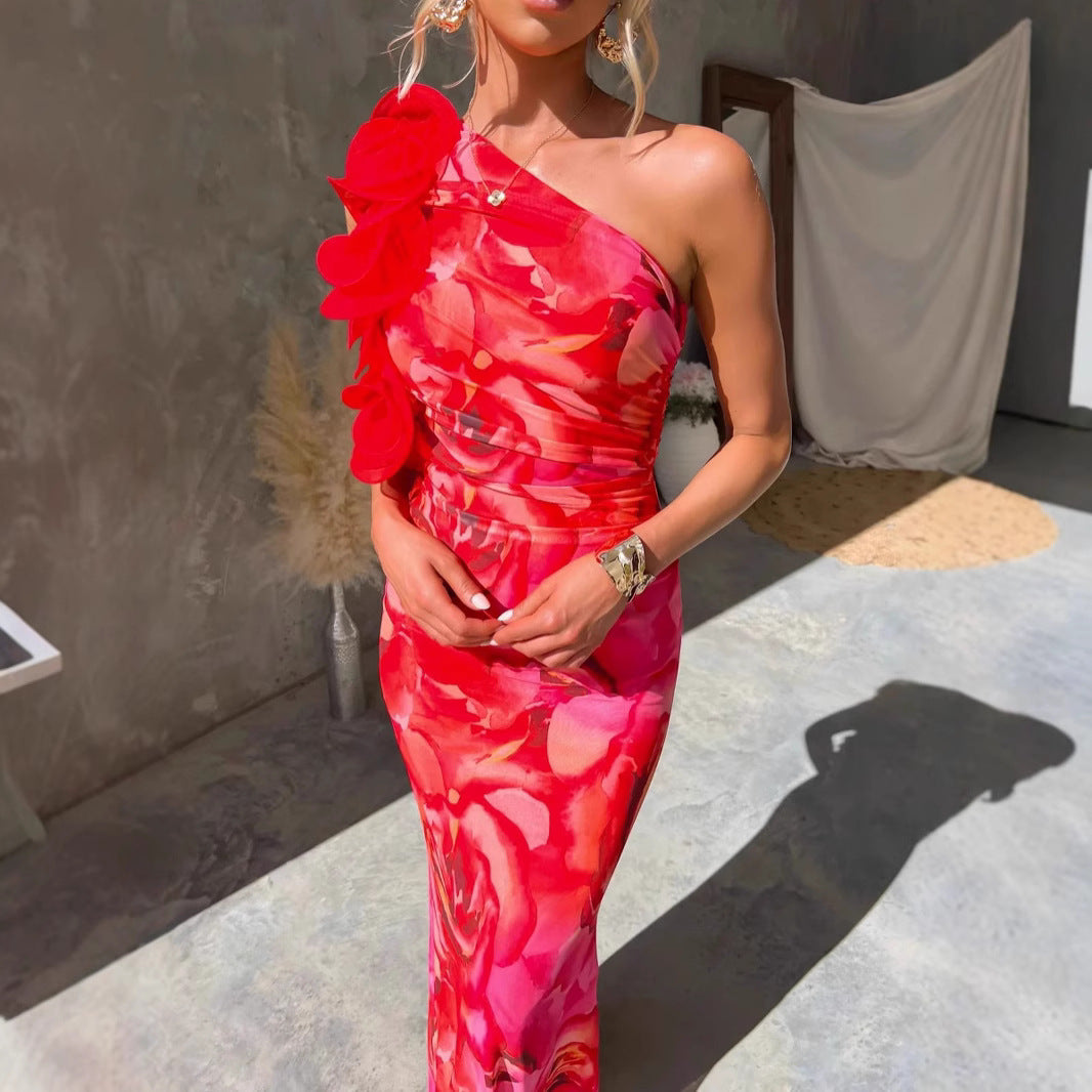 The Valentina One-Shoulder Floral Gown