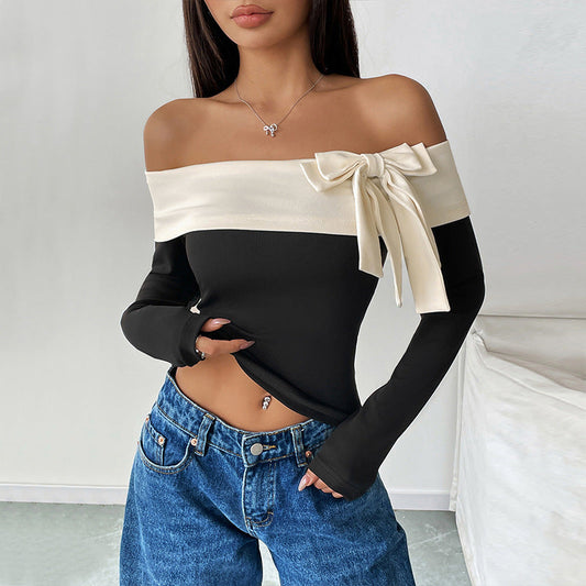 The Marga Satin Bow Off-Shoulder Top