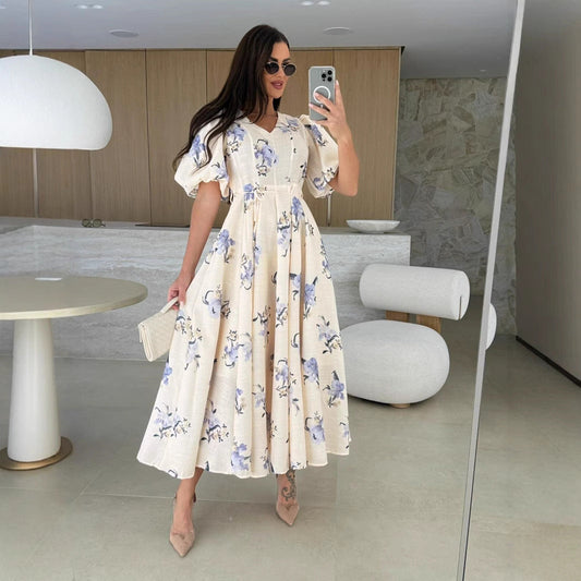 The Oakley Puff Sleeve Midi Dress