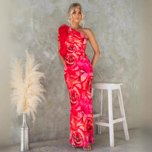 The Valentina One-Shoulder Floral Gown
